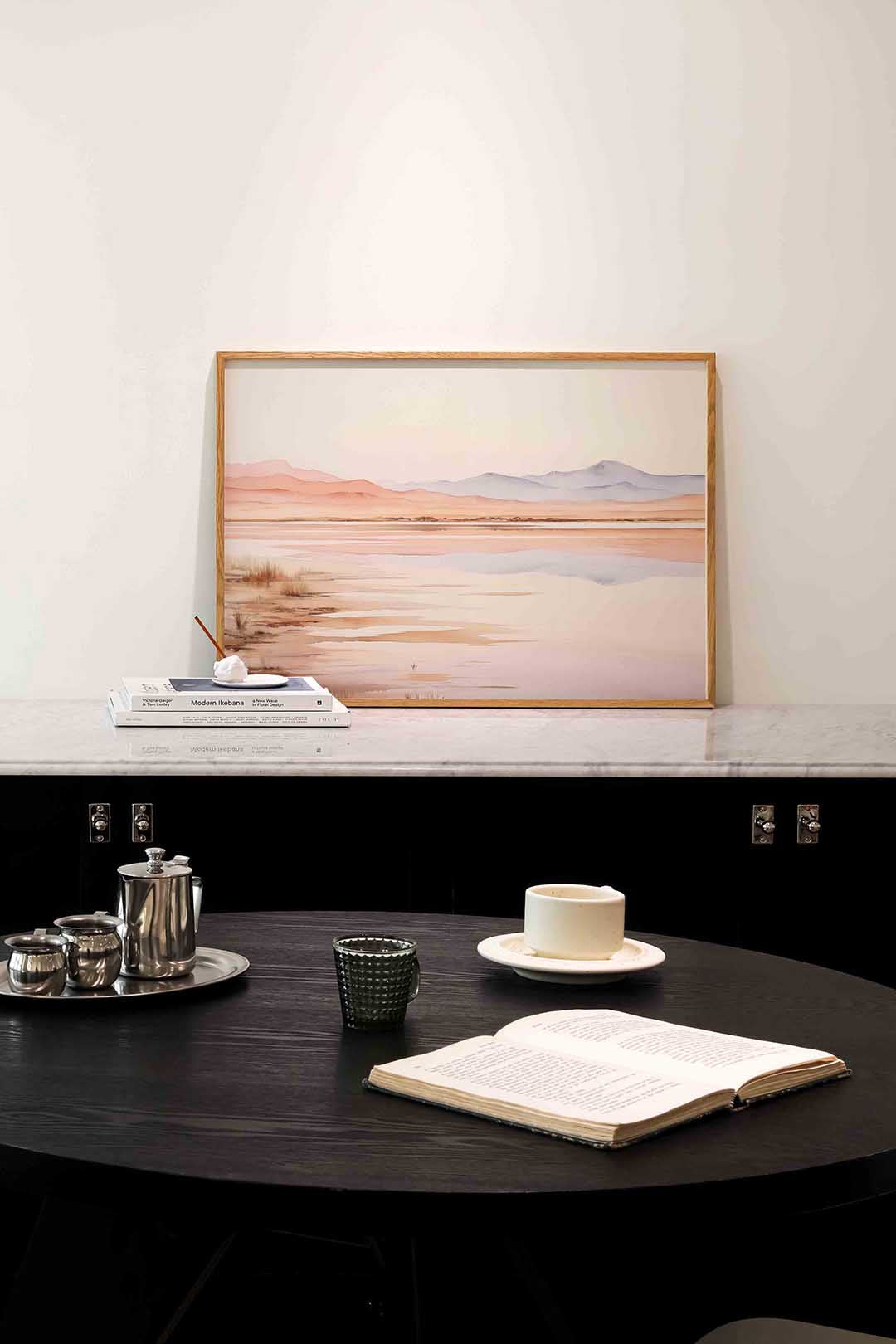 Landschap met bergen – abstracte poster in liggend formaat