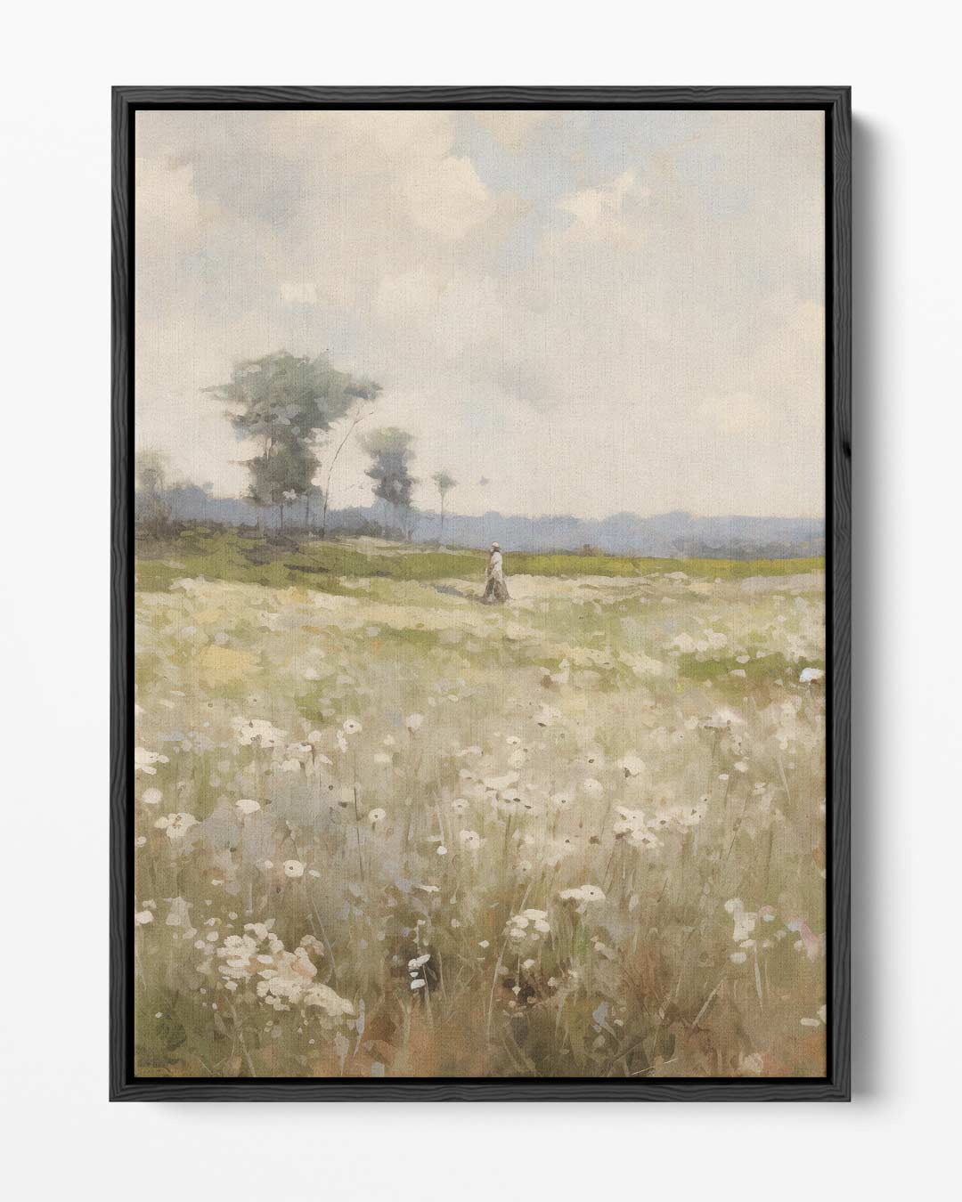 Lenteveld onder een Lucht van Wolken – portret kunstwerk als wanddecoratie