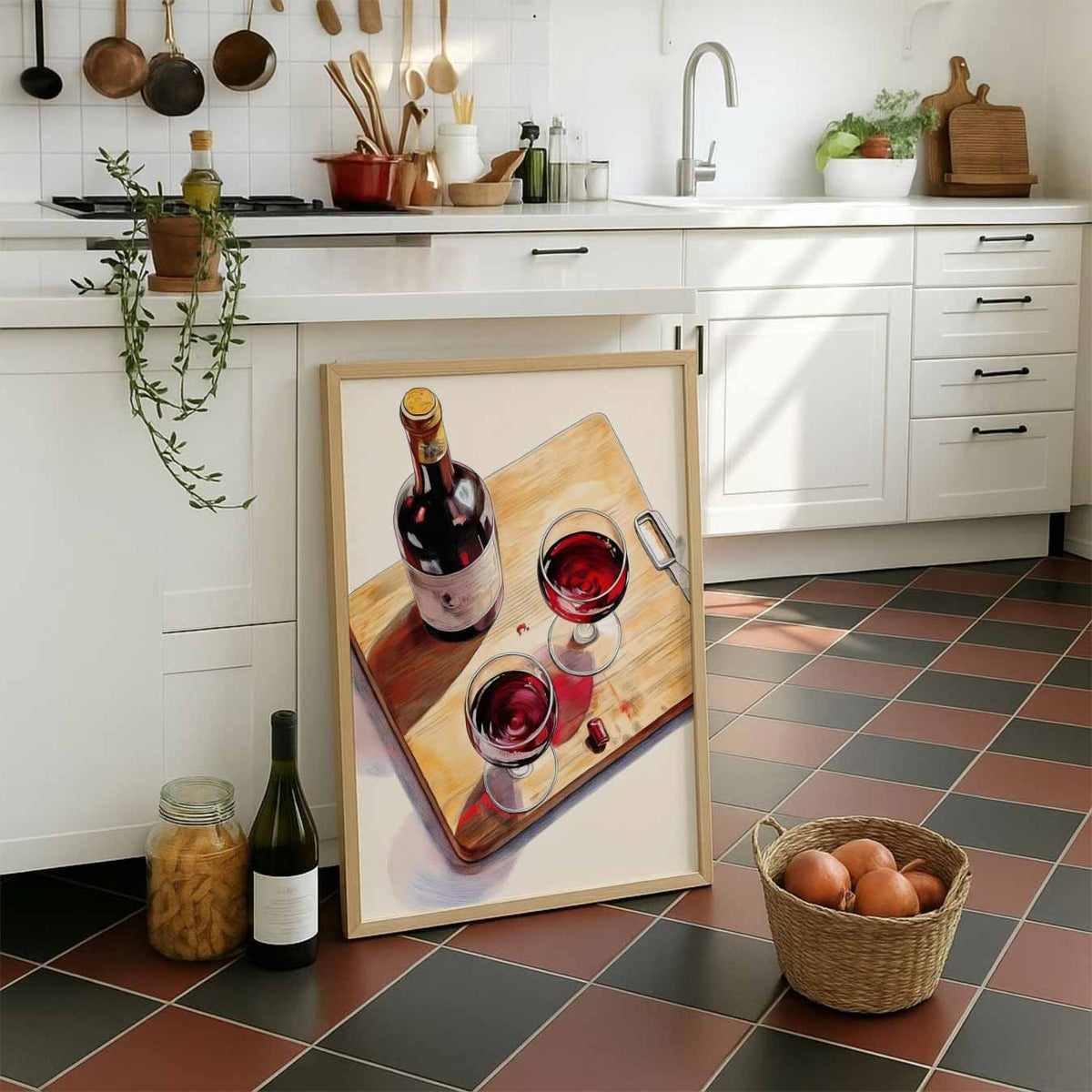 Stijlvolle Wijnavond – staande muurposter voor keuken of eethoek
