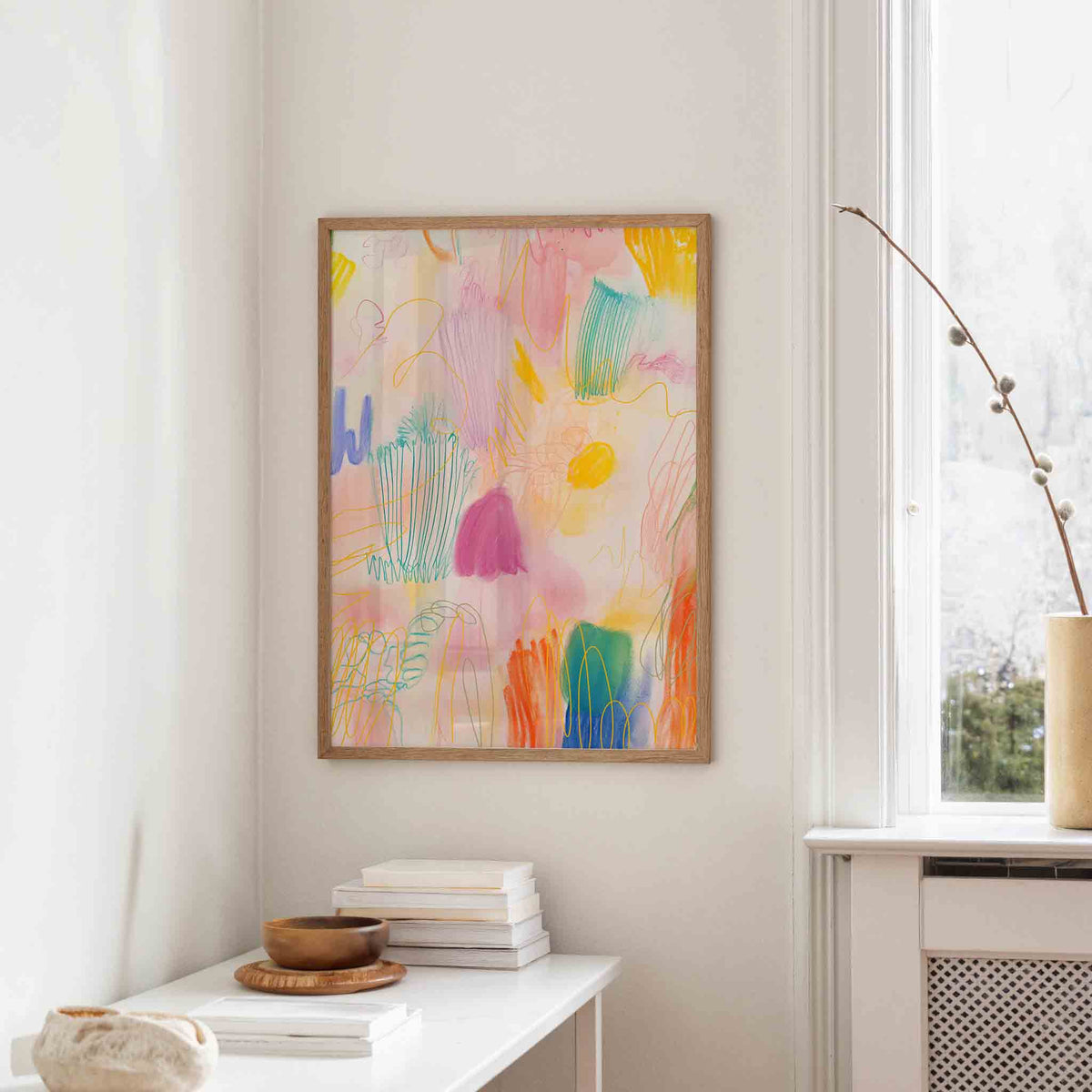 Abstracte vormen en lijnen – staande design wanddecoratie van WallArtistic