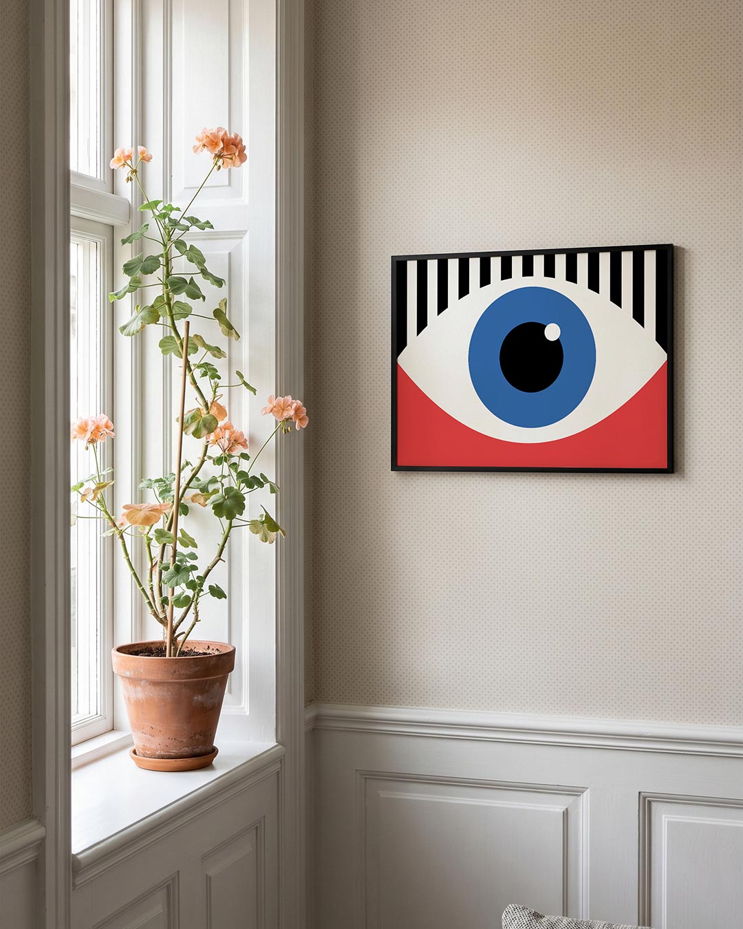 Oogvorm en lijnen – liggende Bauhaus poster voor aan de muur