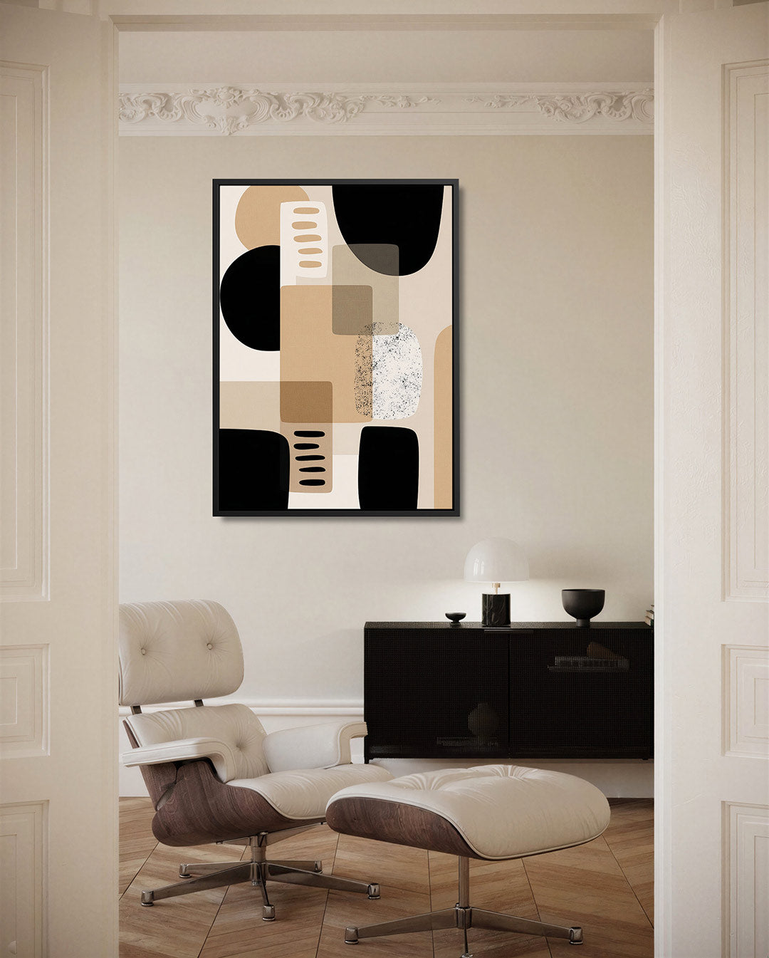 Geometrische vormen compositie – moderne staande wandkunst