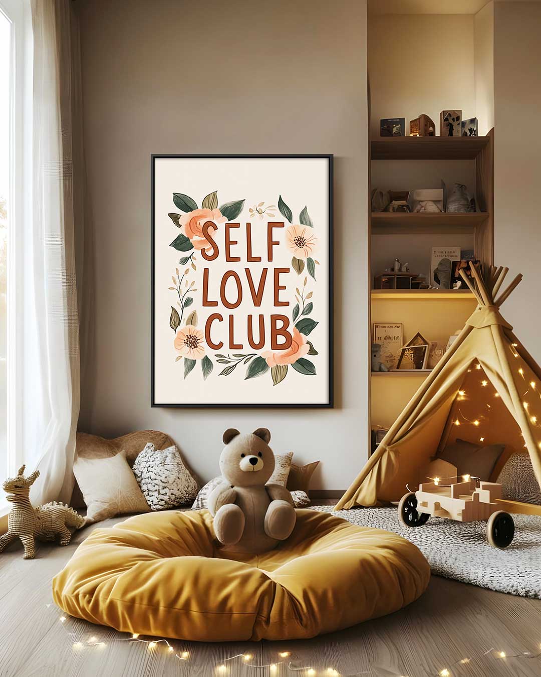 Zelfliefde Club Bloemenkunst – staand kunstwerk voor modern interieur