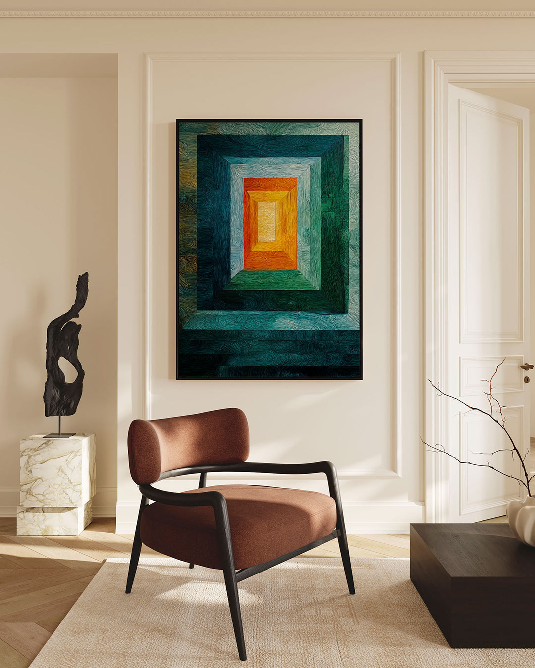 Kleurrijke geometrie – staand wanddecoratie kunstwerk