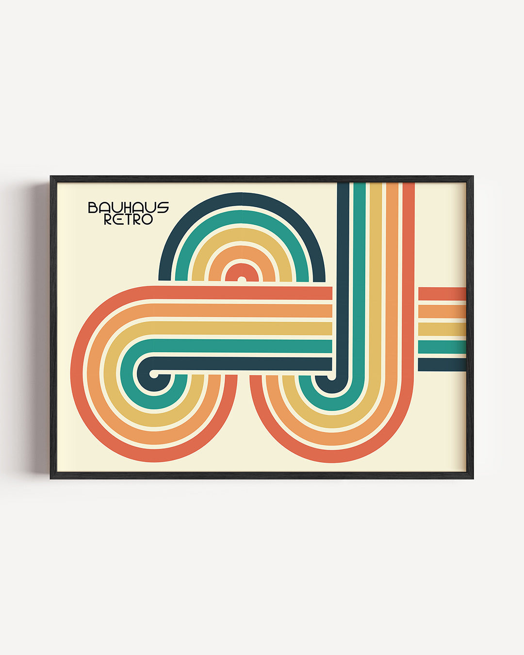 Kleurrijke lijnen – liggende Bauhaus poster als wanddecoratie