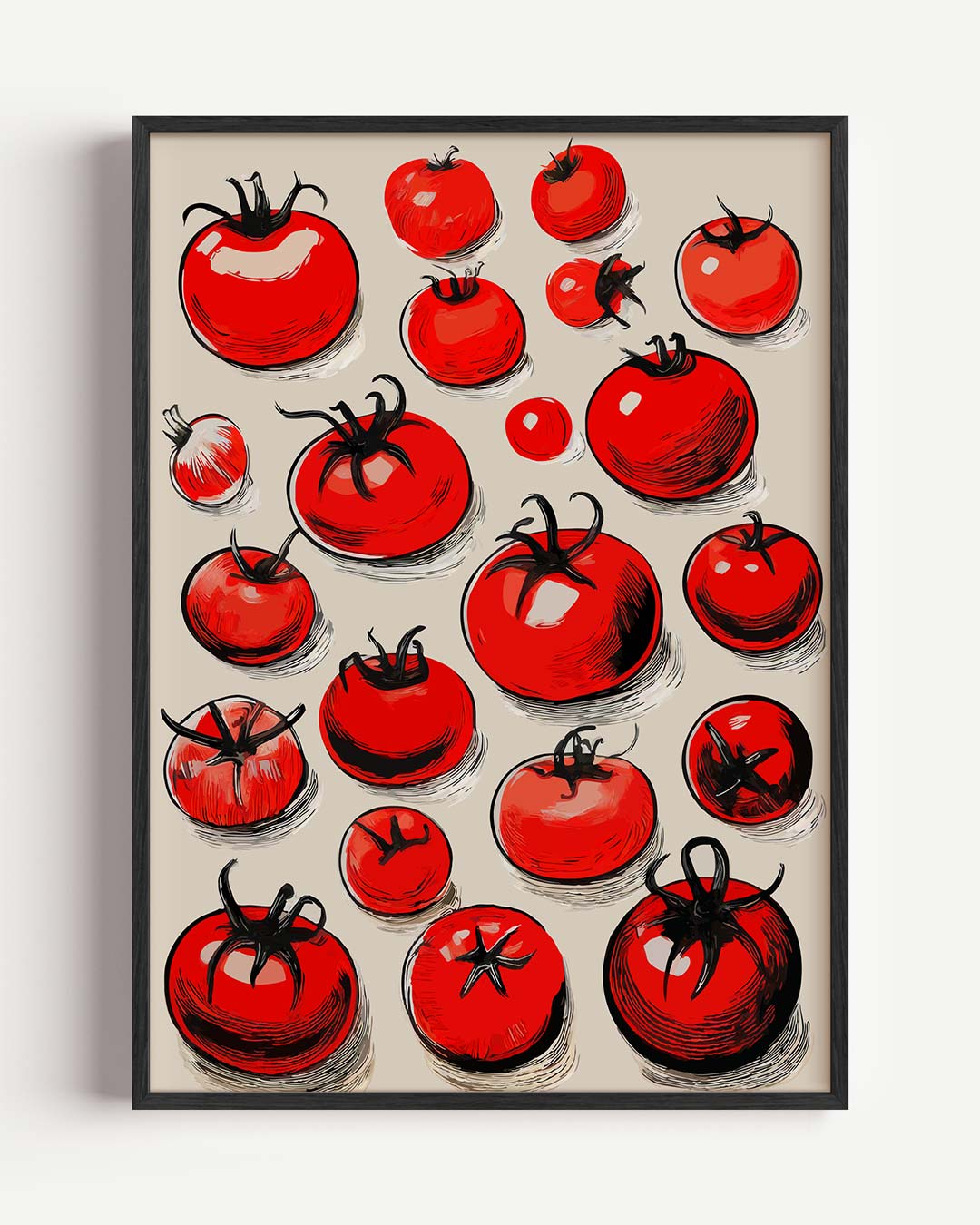Sfeervolle Tomaten Illustratie – keuken portret poster als wanddecoratie