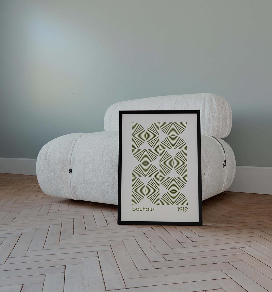 Cirkelritme en lijnen – geometrische poster in Bauhaus-stijl van WallArtistic
