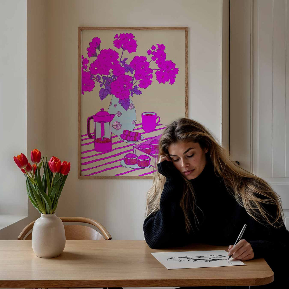 Bloemrijke Ontbijtverrassing – keuken portret poster, afbeelding 7