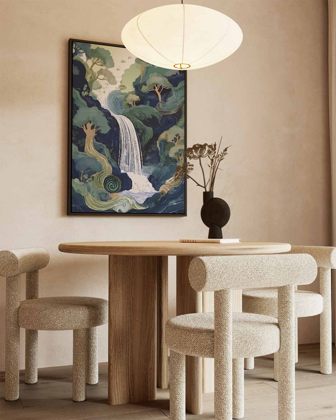Magische Boswaterval – staand kunstwerk voor modern interieur