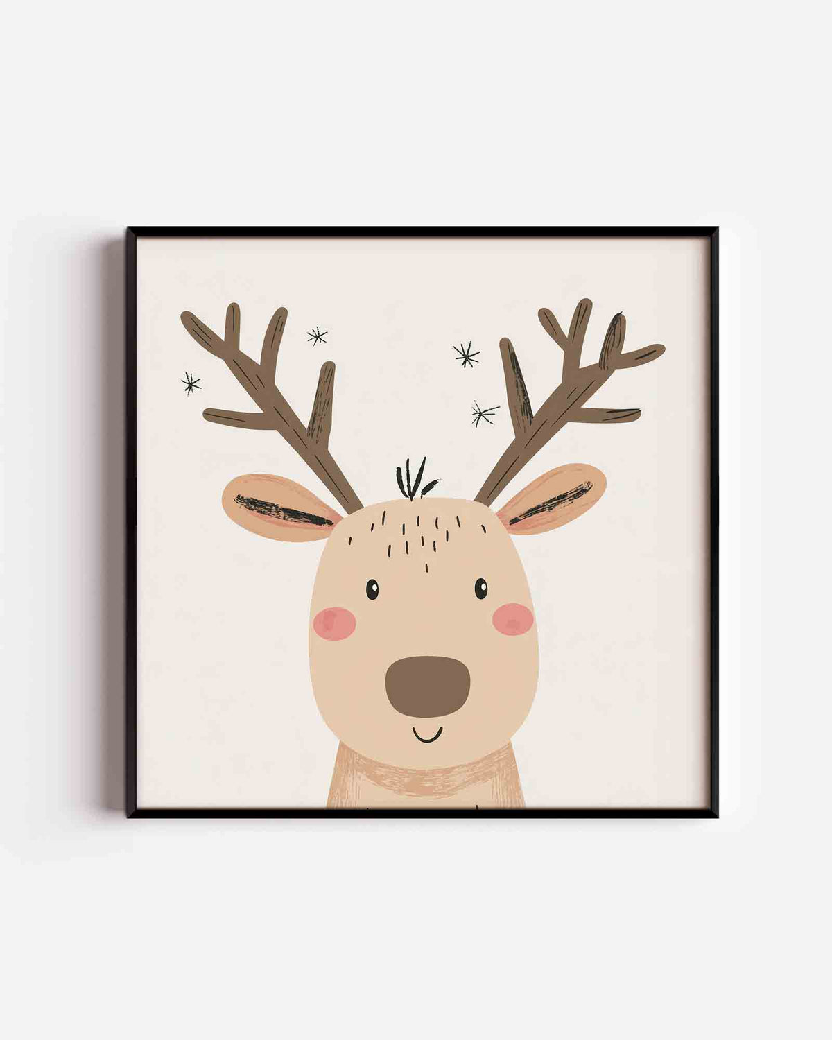 Hert met gewei – vierkante kinderposter als wanddecoratie