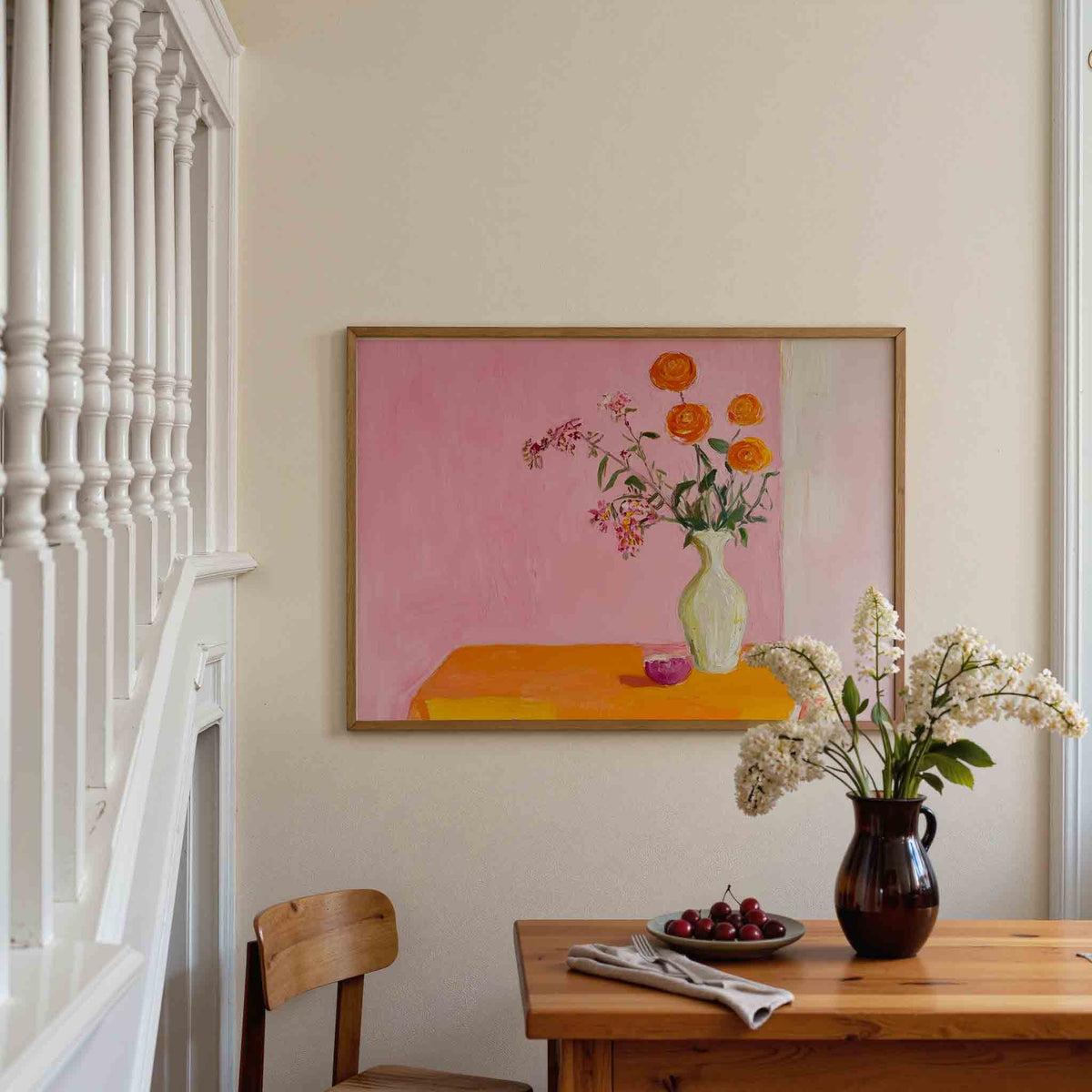 Bloemen in vaas – botanische poster in liggend formaat