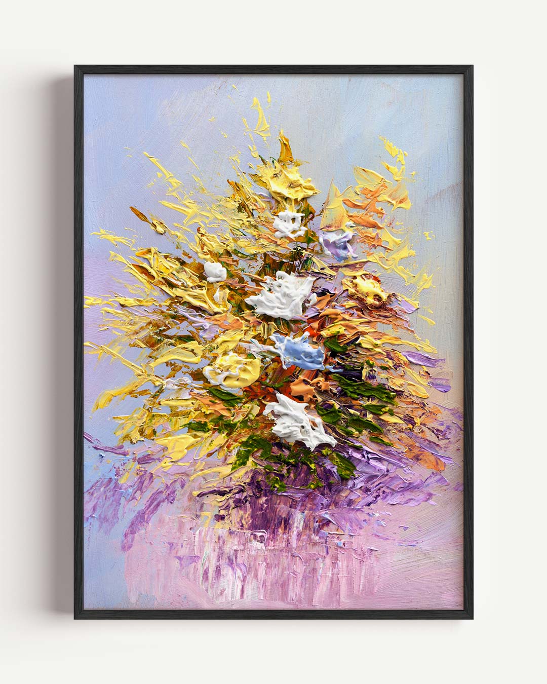 Bloemenabstract met Textuur – Popart en Streetart portret poster als wanddecoratie