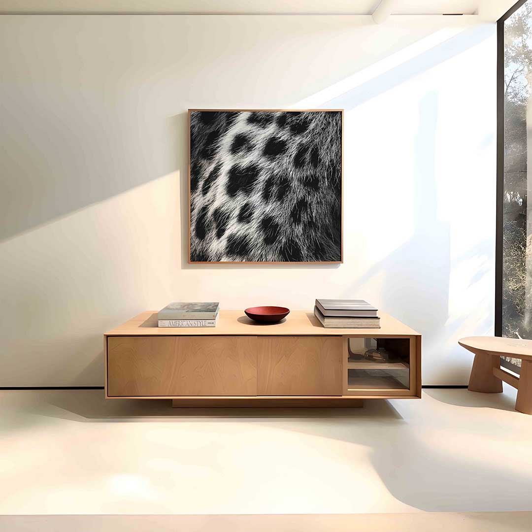 Zwart witte vacht – vierkante jungle wanddecoratie van WallArtistic