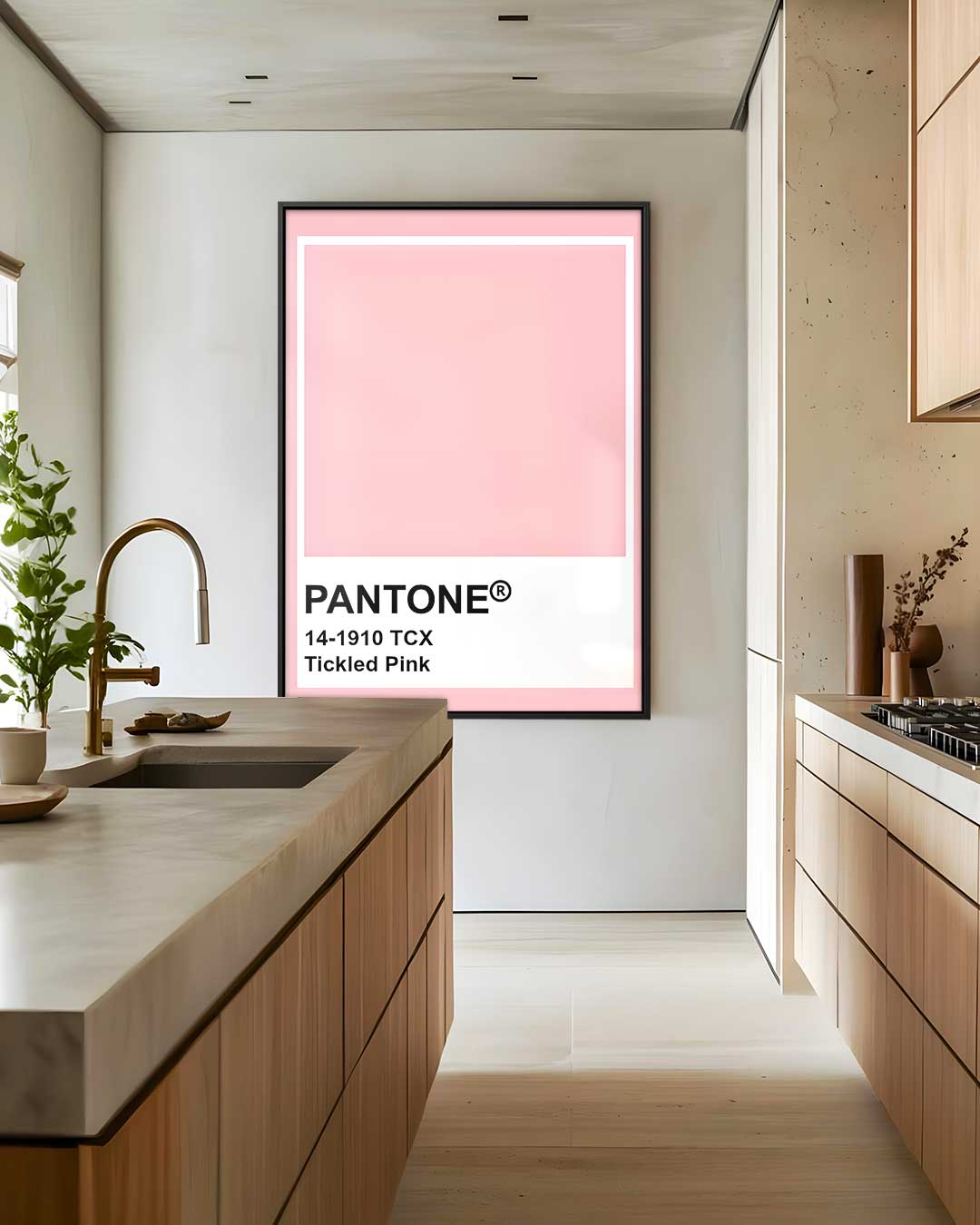 Zachtroze Expressie – staande wandkunst voor woonkamer of interieur