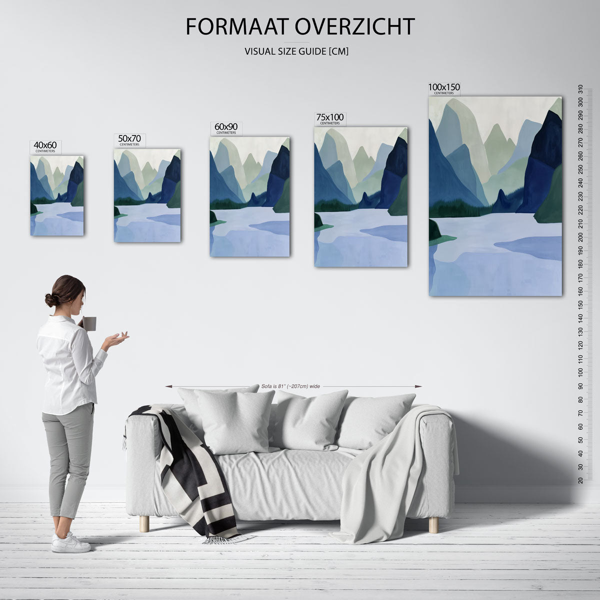Serene berglandschap – staand wanddecoratie kunstwerk