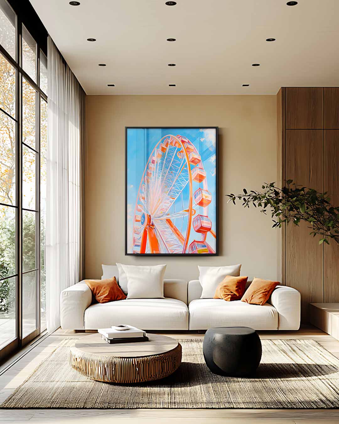 Vrolijk Reuzenrad in de Lucht – staand kunstwerk voor modern interieur