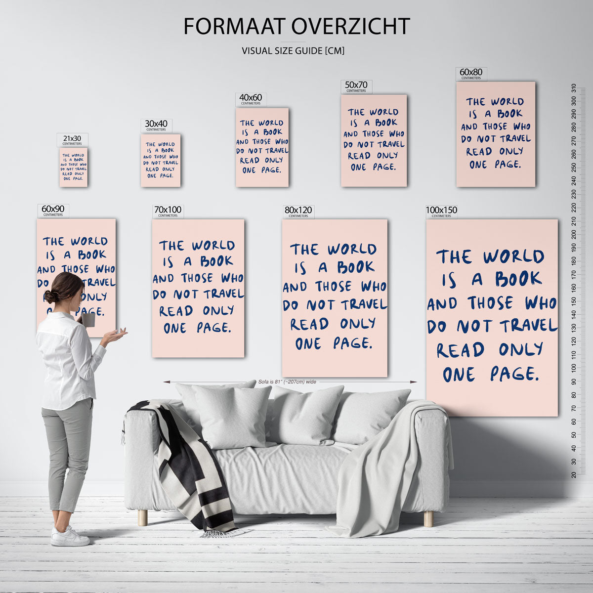 Wereld boek citaat – staande muurposter voor keuken of eethoek