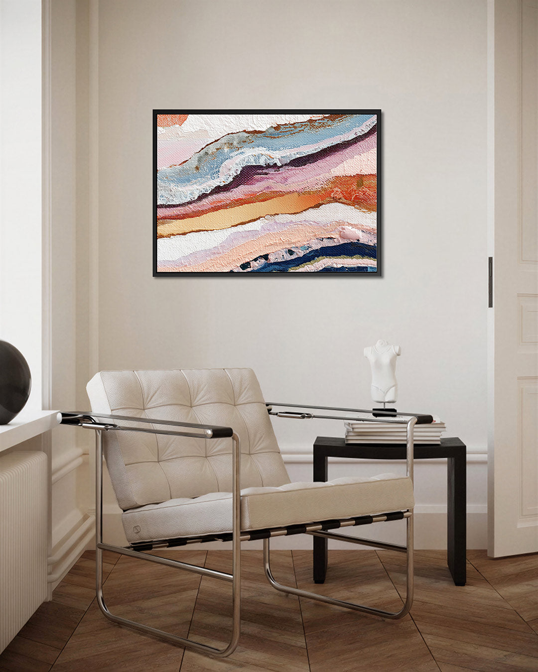 Gelaagde kleurencompositie – Golvende – kunstwerk op canvas, dibond of plexiglas