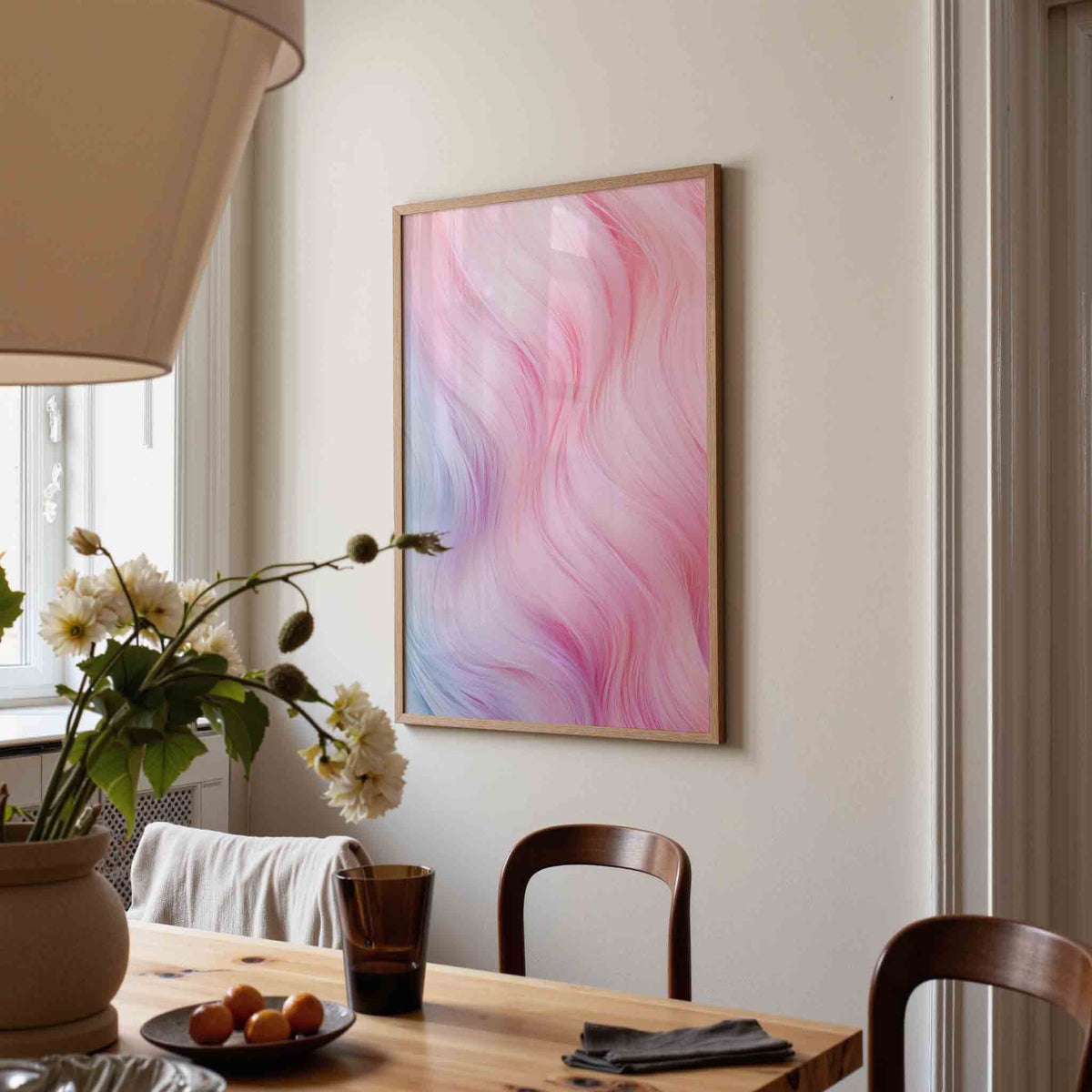 Pastelkleuren golvende lijnen – kunst en design poster in portret formaat