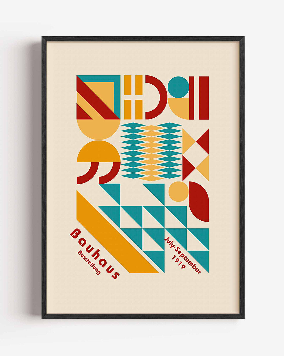Vormritme en kleur – staande Bauhaus poster als wanddecoratie