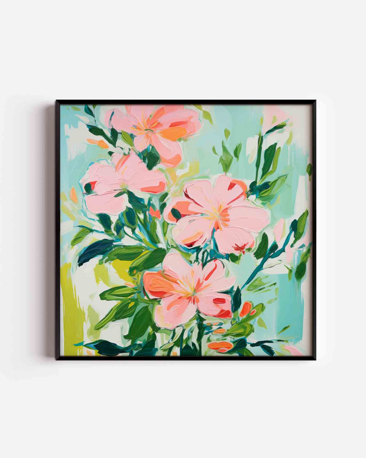 Bloemen en bladeren – kleurrijke illustratie poster als wanddecoratie