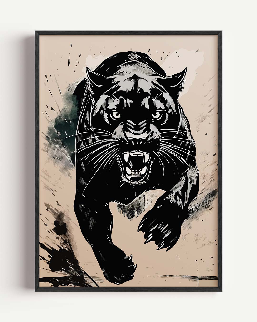 Stoere Panter Wandkunst – dieren portret poster als wanddecoratie