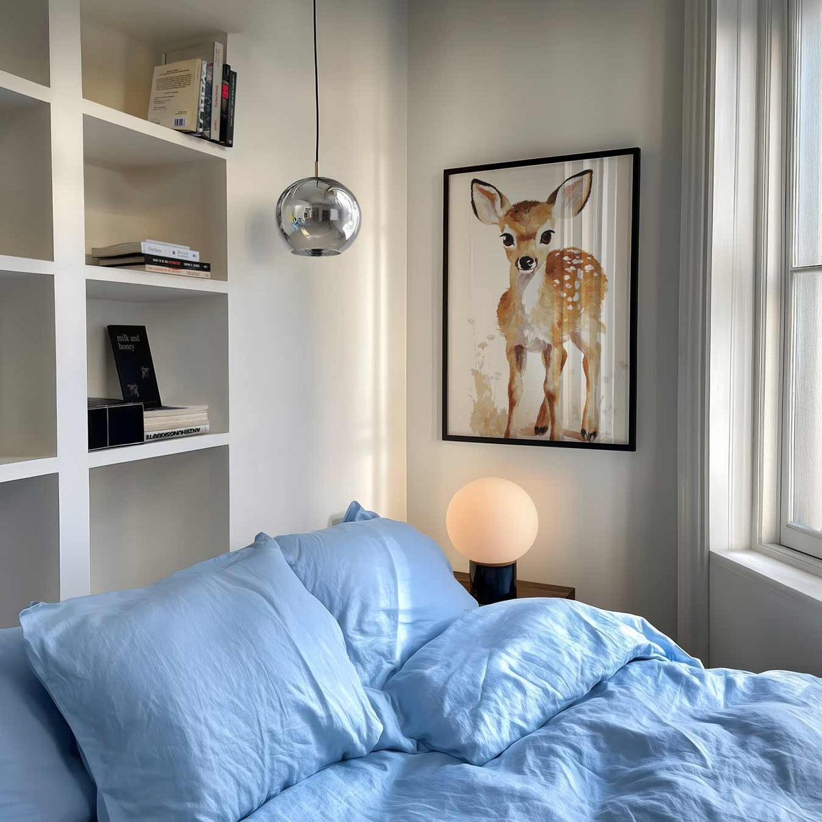 Schattige Hertenkalf – speelse wandkunst als portret kinderposter