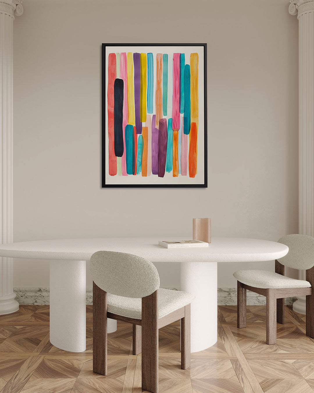 Kleurrijke verticale strepen – staand wanddecoratie kunstwerk