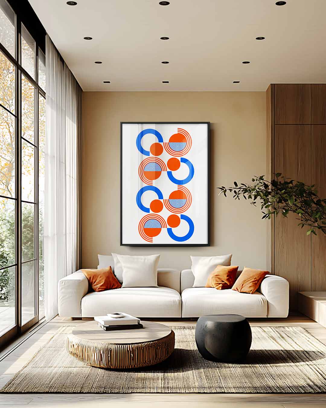 Kleurrijke Geometrische Cirkelpatronen – modern portret kunstwerk van WallArtistic