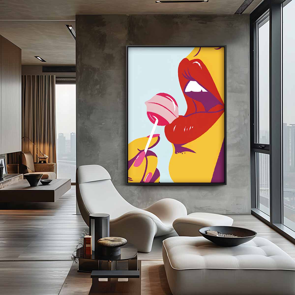 Lipstick Lollipop – canvas wanddecoratie in portret formaat