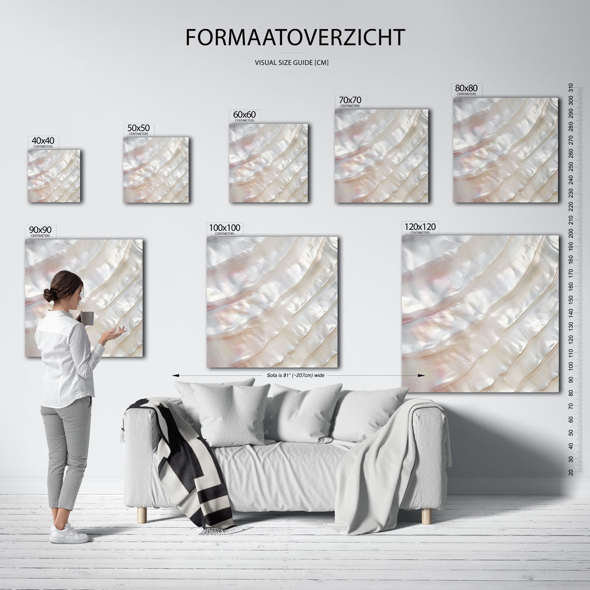 Glanzende parelmoer – vierkante muurposter met abstracte vormen