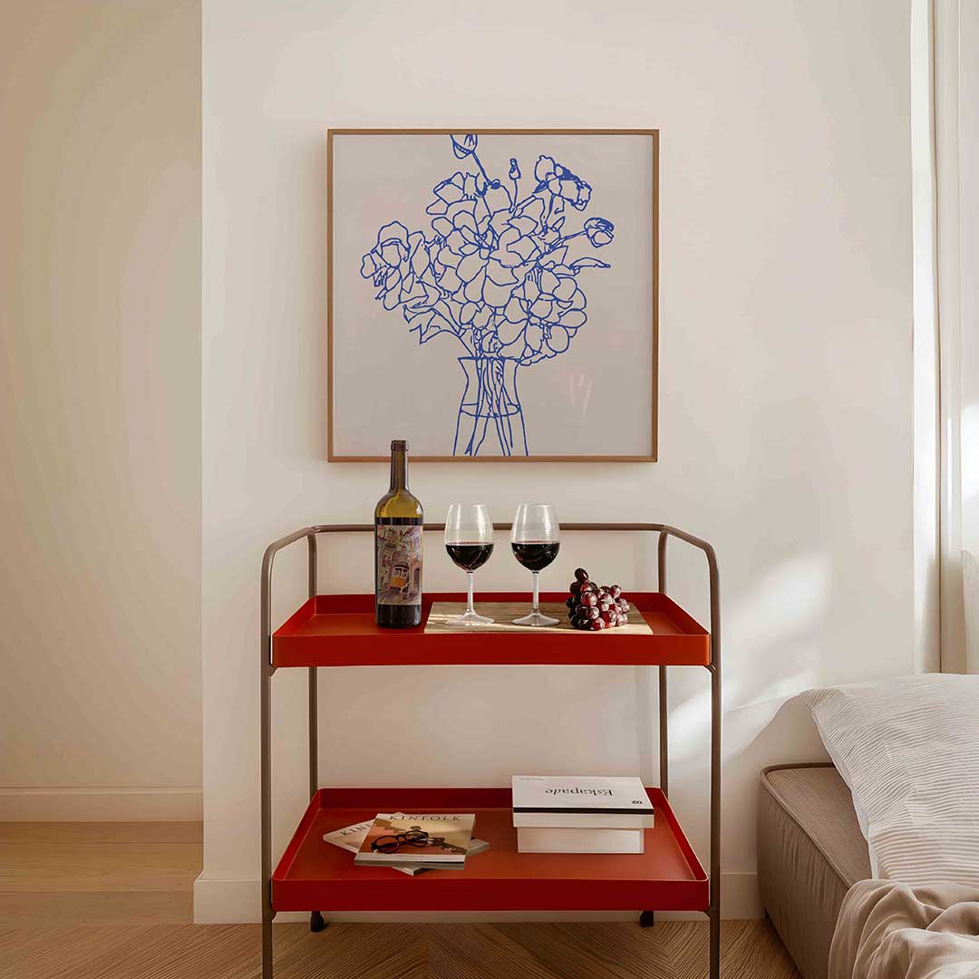 Bloemen in vaas – vierkante keuken wanddecoratie van WallArtistic