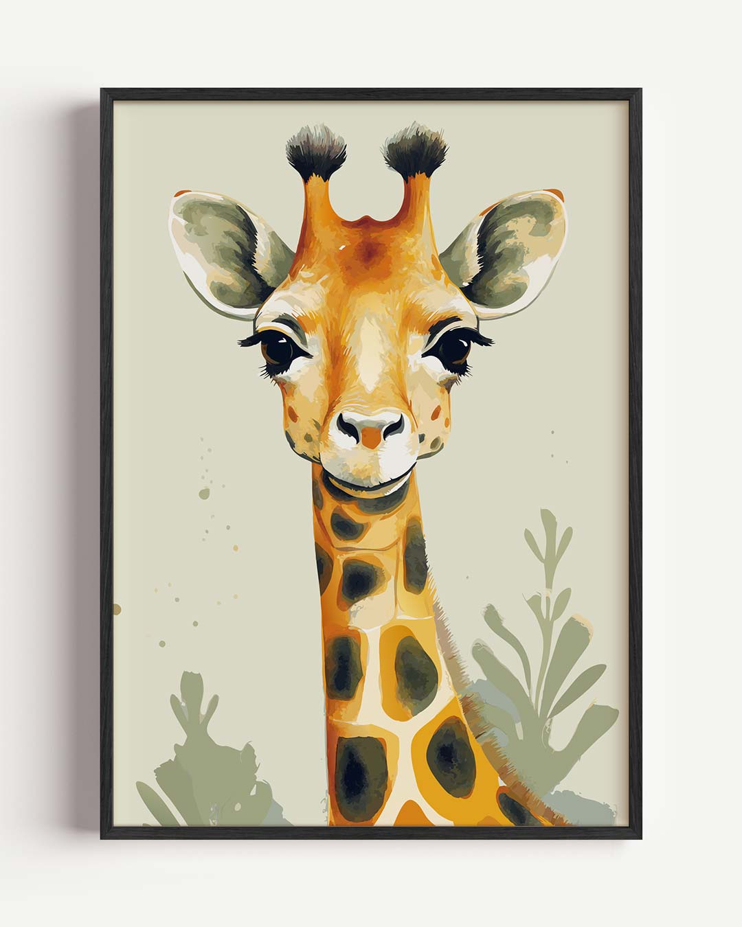 Vrolijke Giraffe Kunstposter – kids portret poster als wanddecoratie