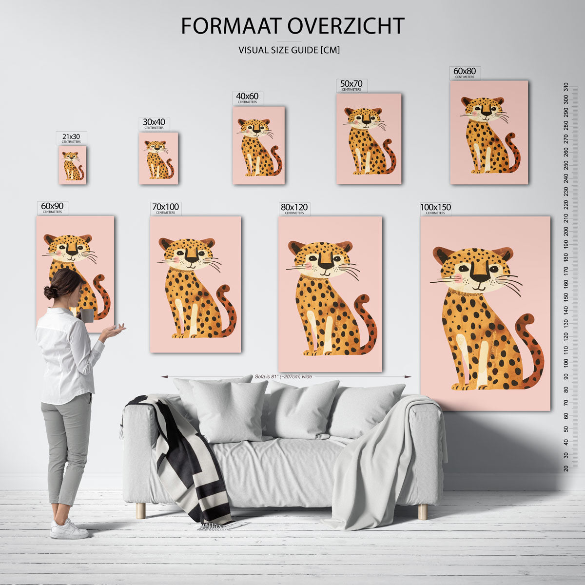 Schattige luipaard – staande muurposter voor de kinderkamer