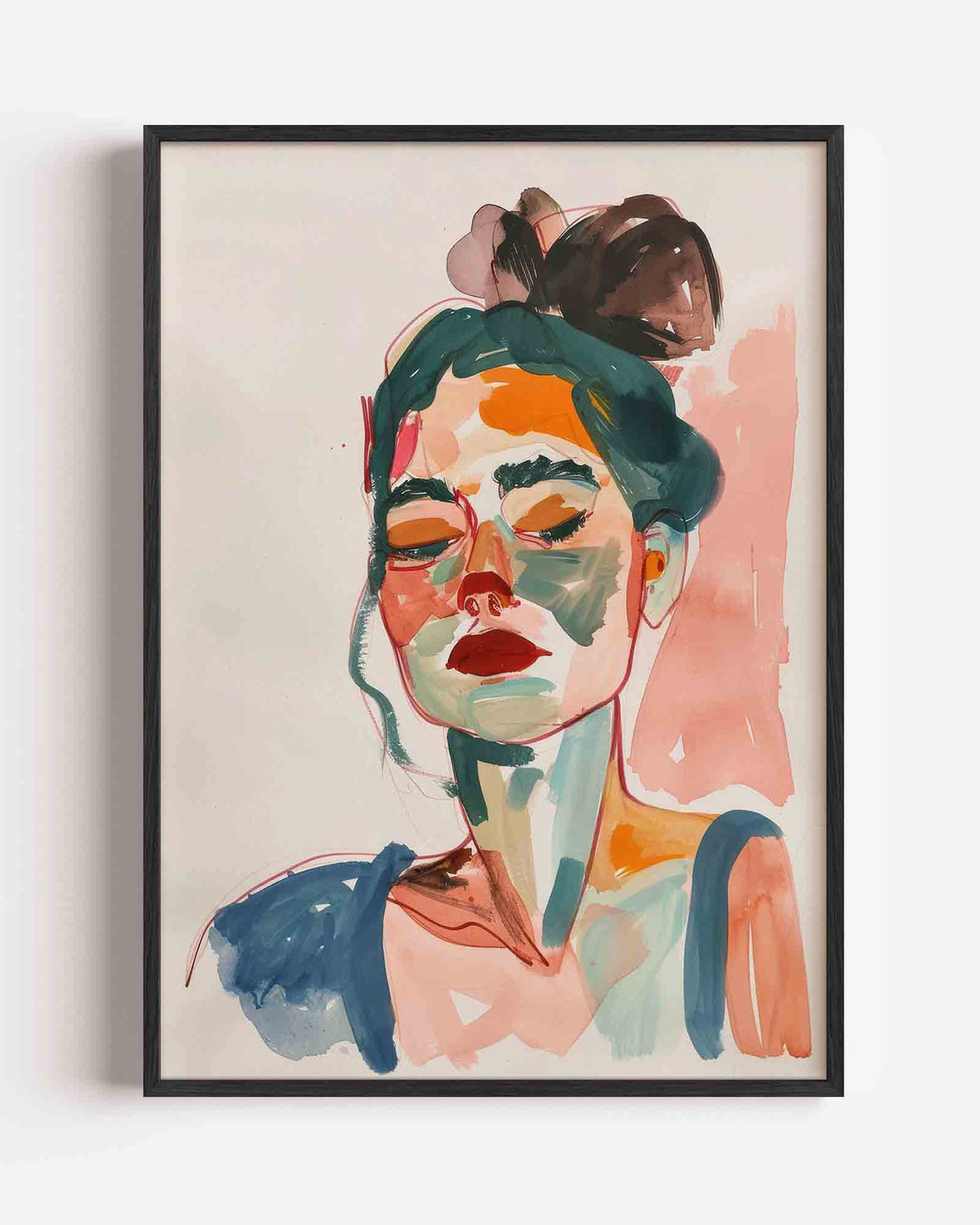 Portret met kleurrijke accenten – vrouwelijk portret als staande poster