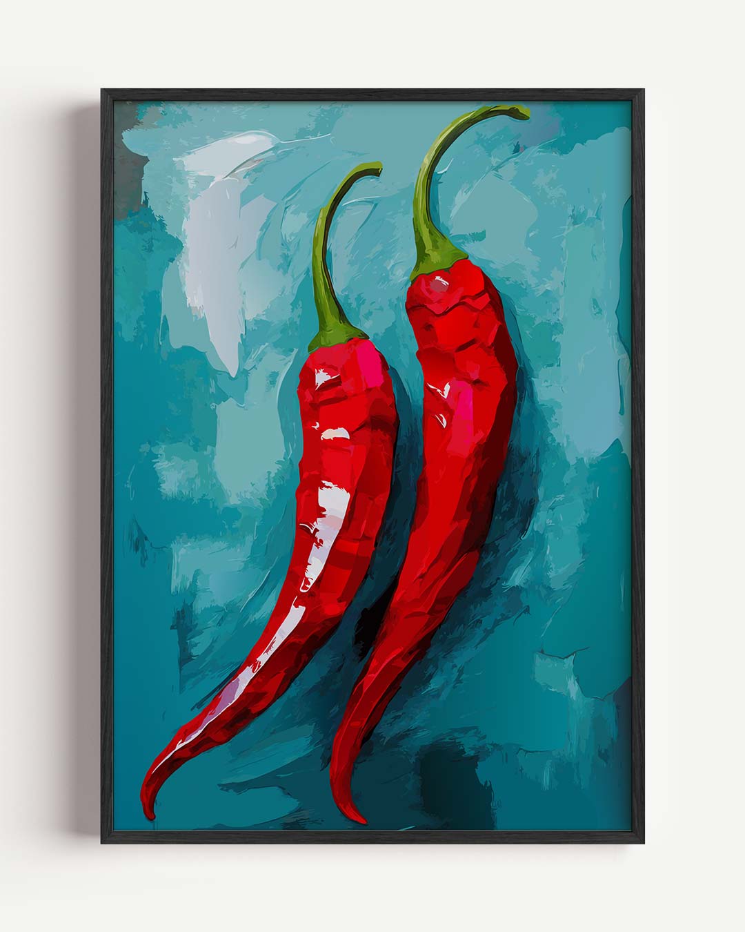 Spicy Red Peppers – keuken portret poster als wanddecoratie