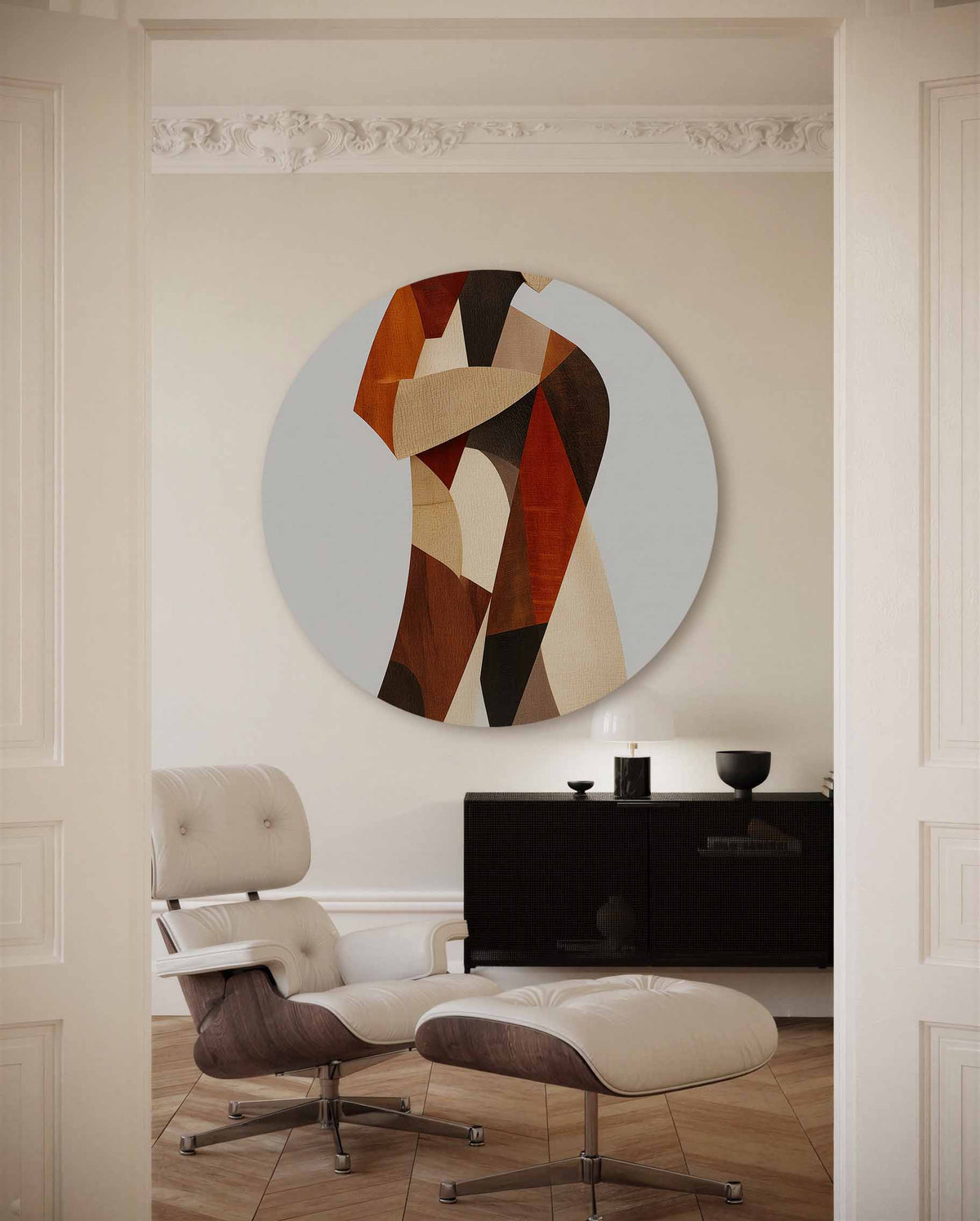 Abstracte figuur – portret muurcirkel als ronde muurdecoratie