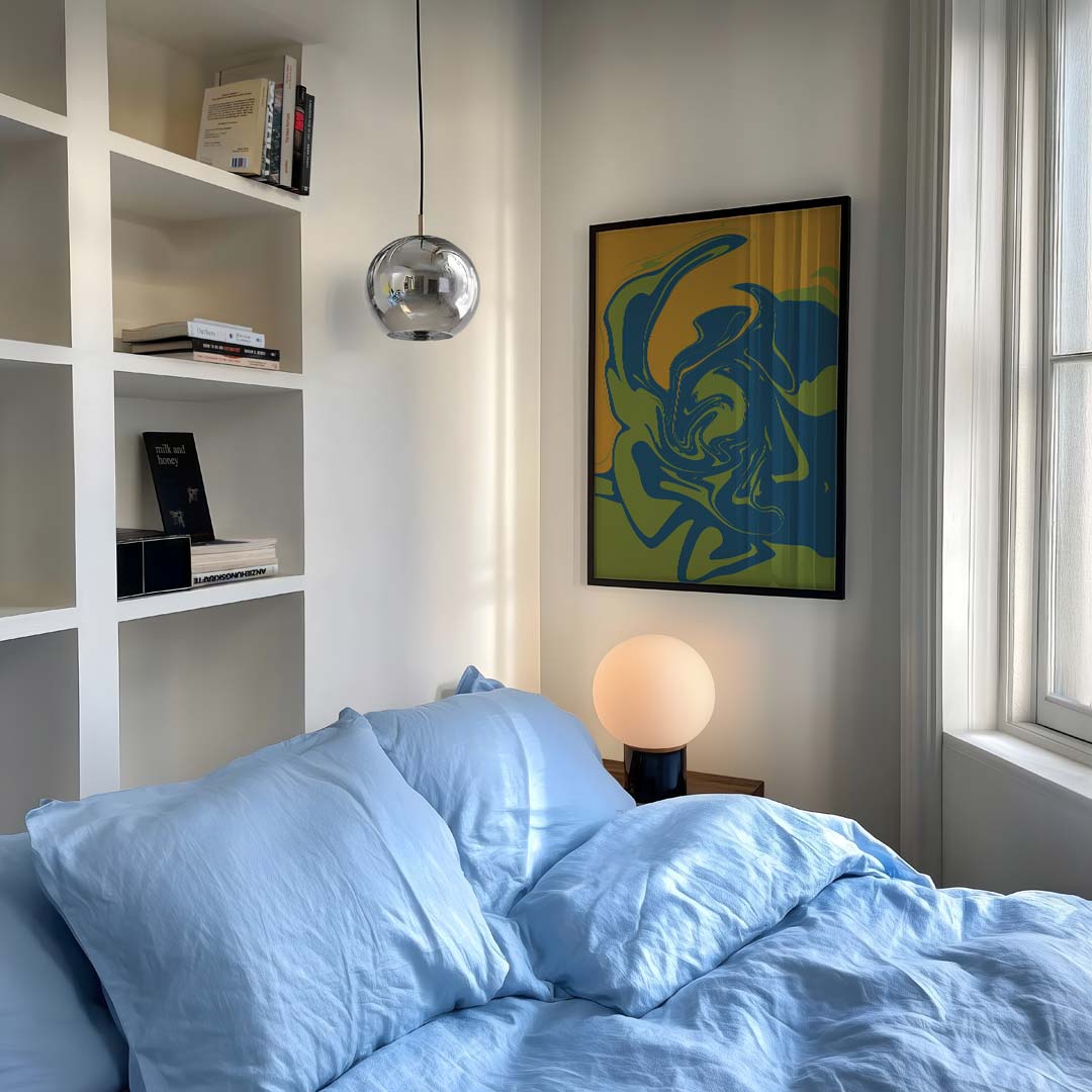 Abstracte Kleurenswirls – staande kleurrijke abstracte wanddecoratie van WallArtistic