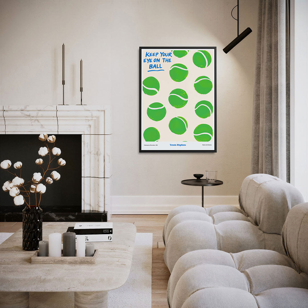 Tennisbal herhaling – moderne staande wandkunst