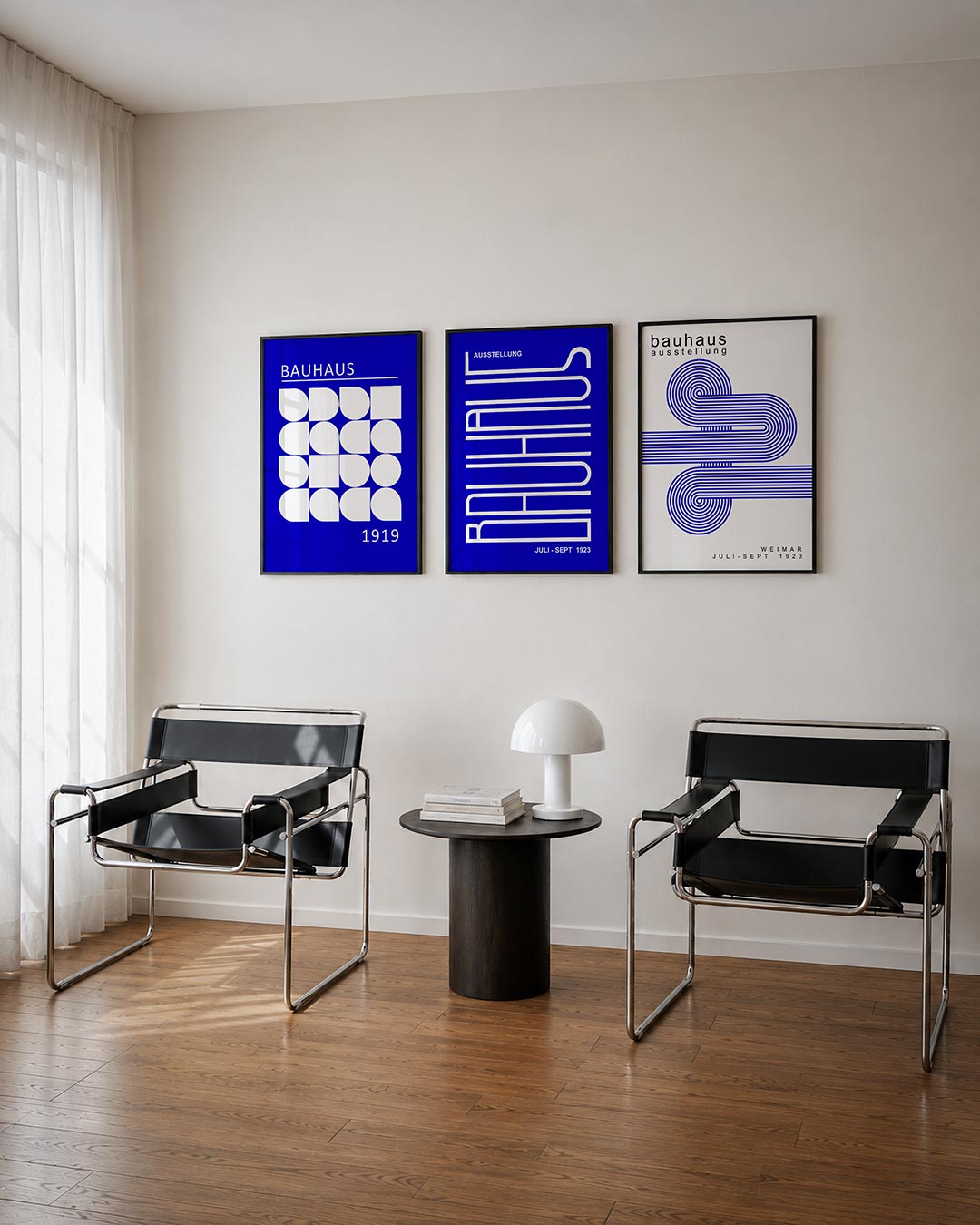 Vormen en vlakken driedelige posterset – deze posterset in drie delen toont een speelse wisselwerking van witte geometrische