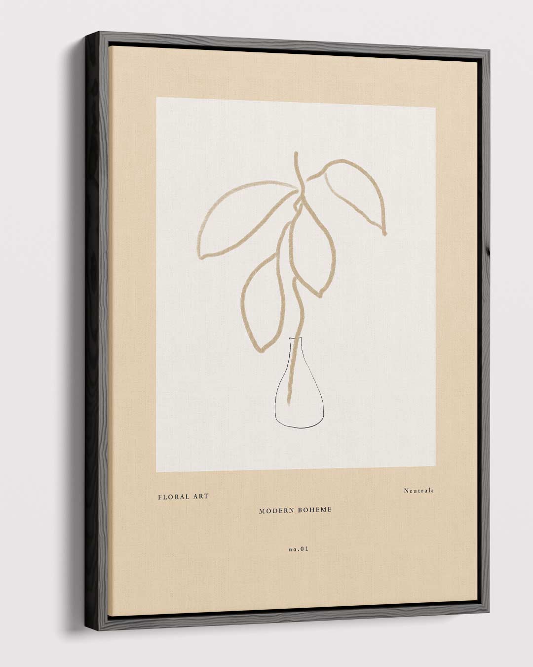 Moderne Boheemse Bloemtekening – canvas wanddecoratie in portret formaat