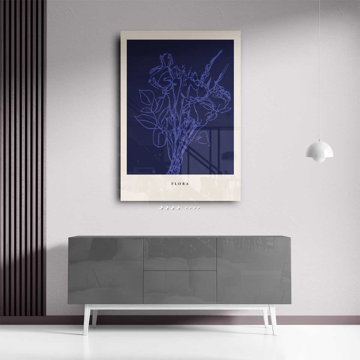 Bloemenpracht in Blauw – staand kunstwerk voor modern interieur