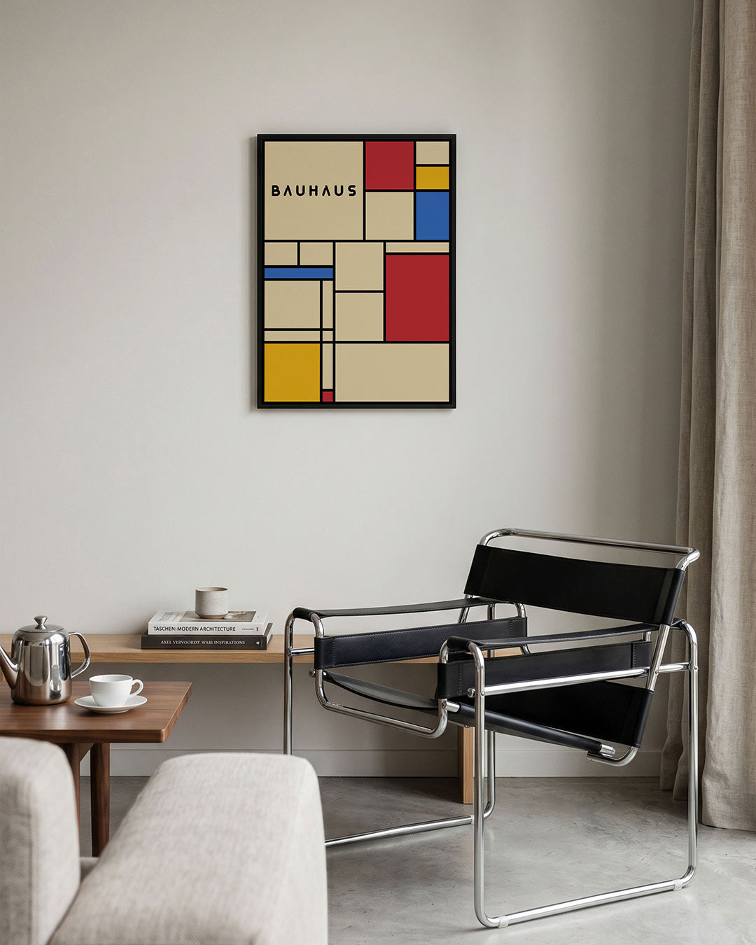 Vlakverdeling en kleur – geometrische Bauhaus poster in staand formaat