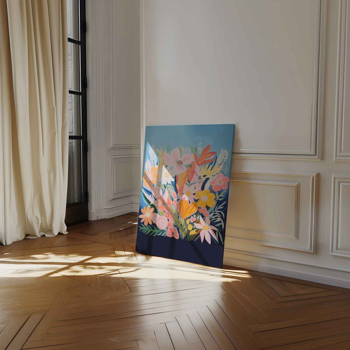 Vrolijke Bloemenpracht – staand kunstwerk voor modern interieur