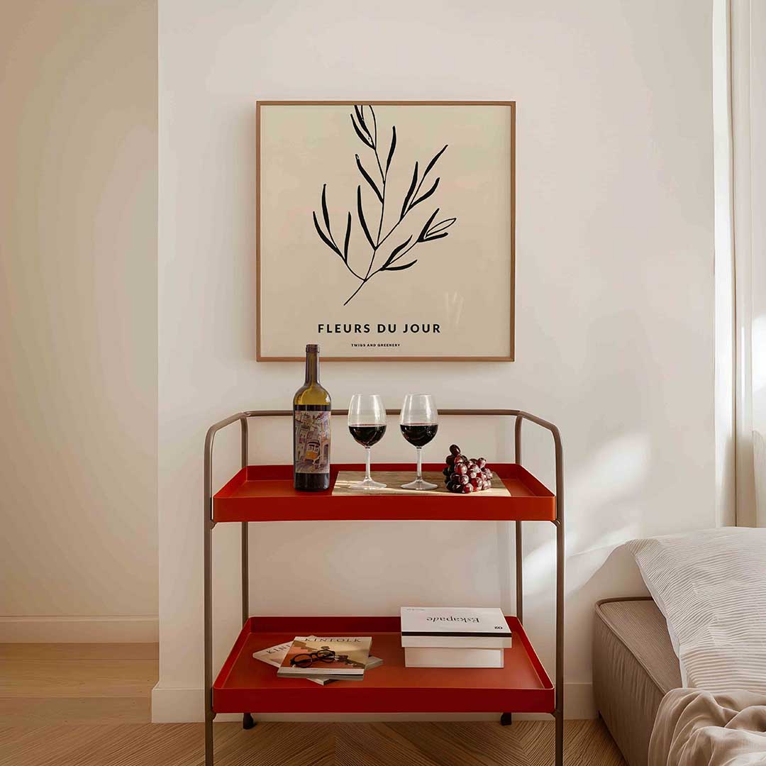 Takken en bladeren – vierkante keuken wanddecoratie van WallArtistic