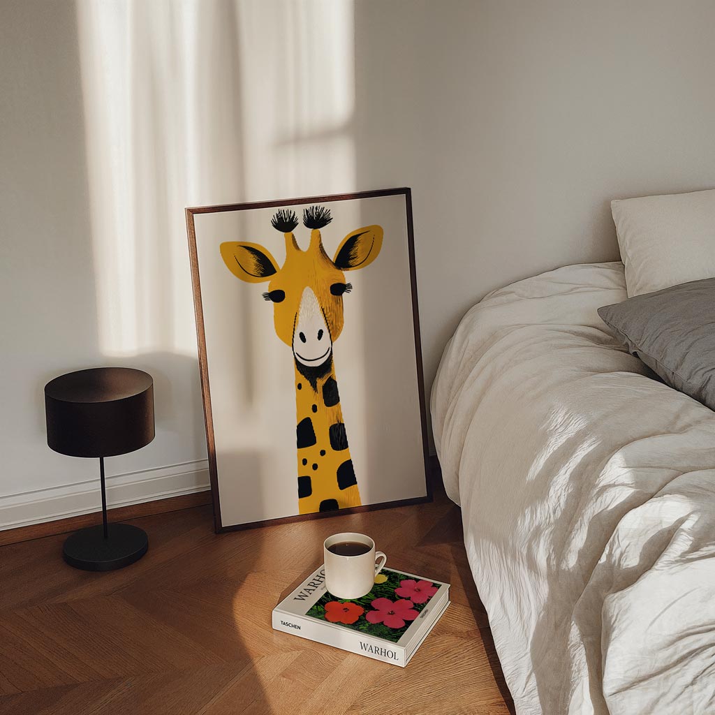 Vrolijke Giraffe – staande kinderkamer wanddecoratie van WallArtistic
