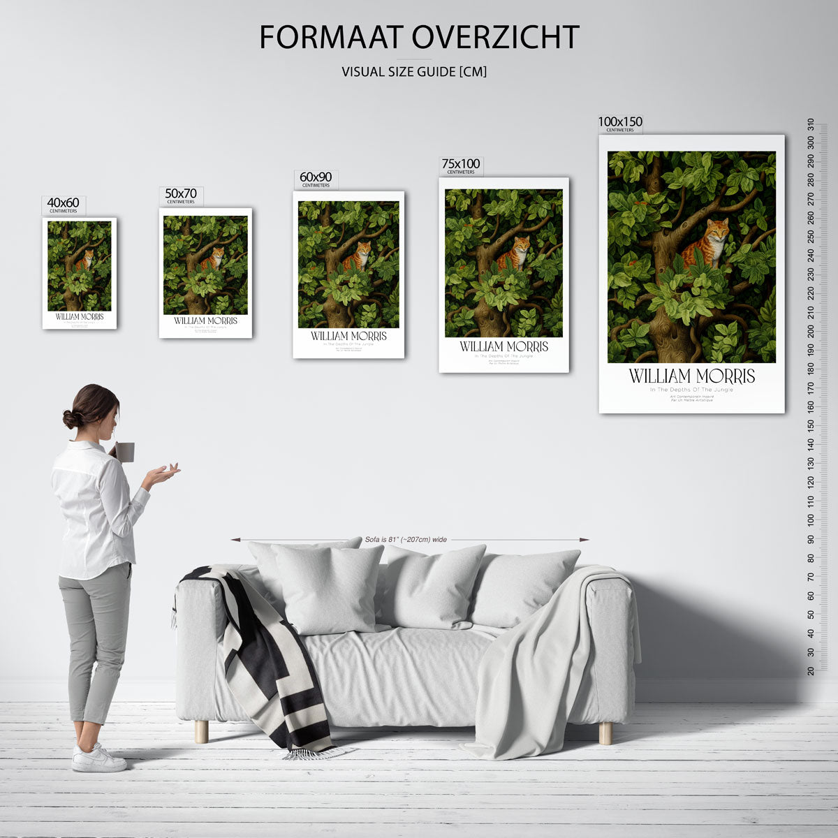 Kat in boom – staande wanddecoratie van WallArtistic