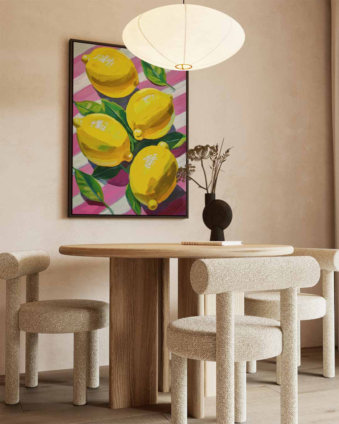 Citroenen op Lente Achtergrond – canvas wanddecoratie in portret formaat