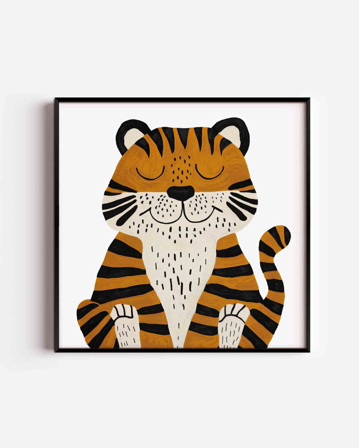 Tijger met gesloten ogen – vierkante kinderposter als wanddecoratie