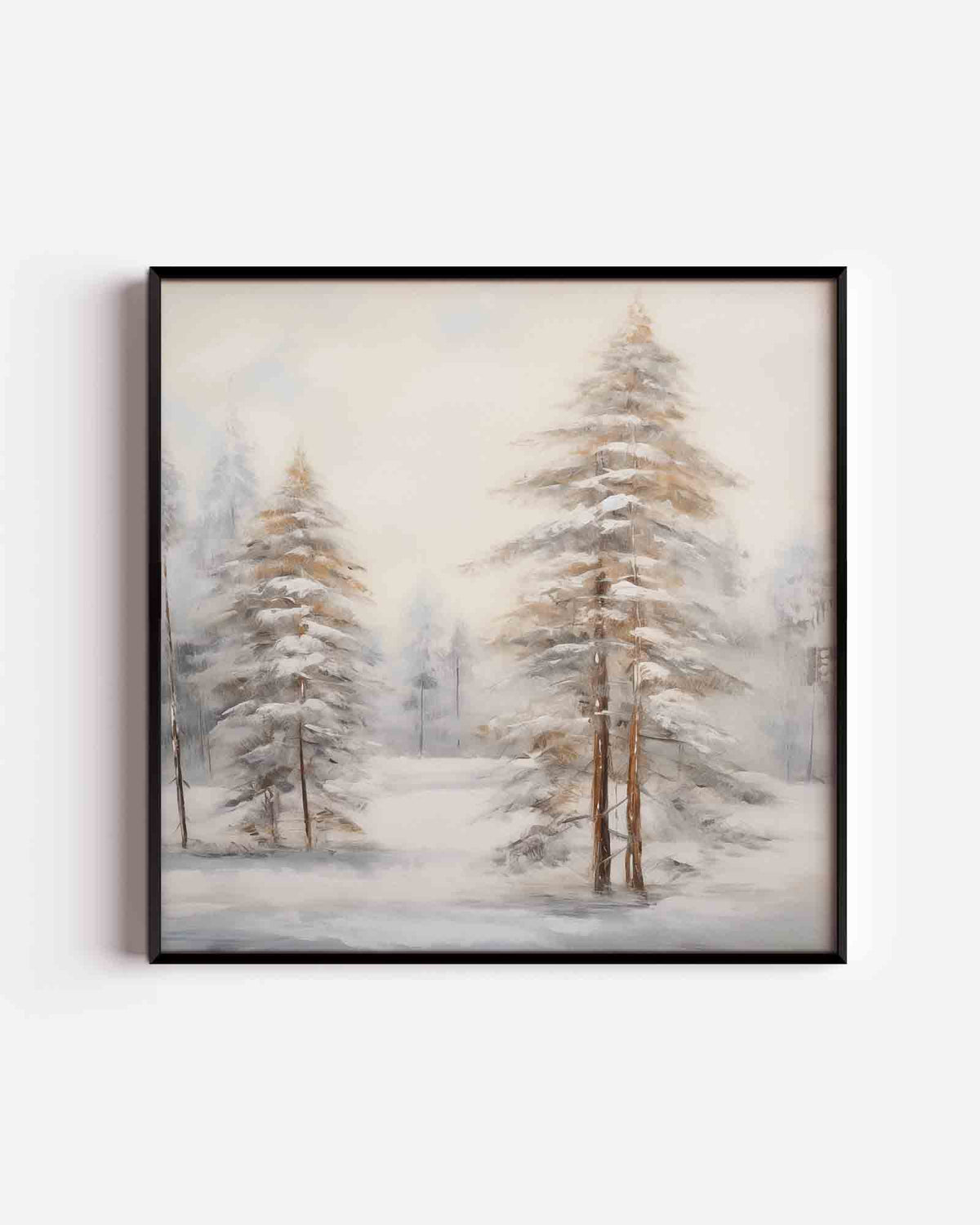 Besneeuwde bomen – kerst vierkante poster als wanddecoratie